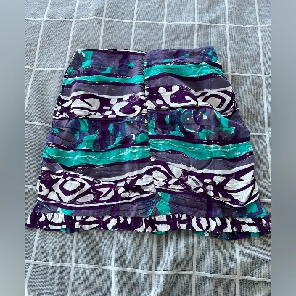NWT Anthropologie Blue Porridge Elesa Ruched Mini Skirt